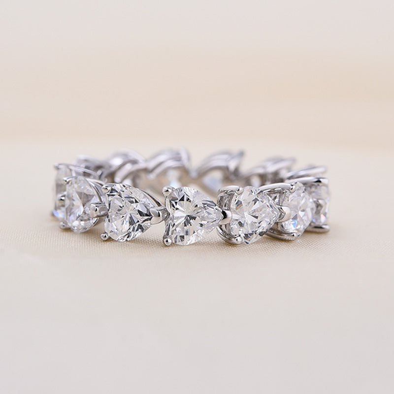 Eternity Heart Cut Wedding Band in Sterling Silver Shineofdiamond