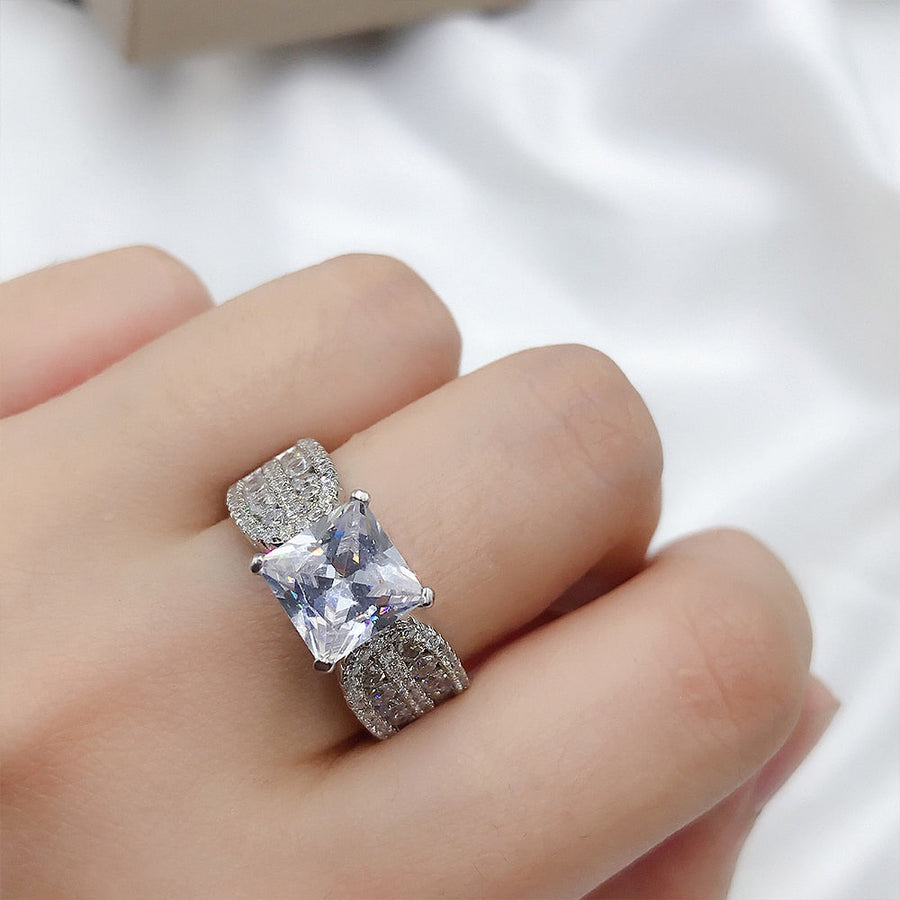 Princess Cut Engagement Ring in Sterling Silver Shineofdiamond