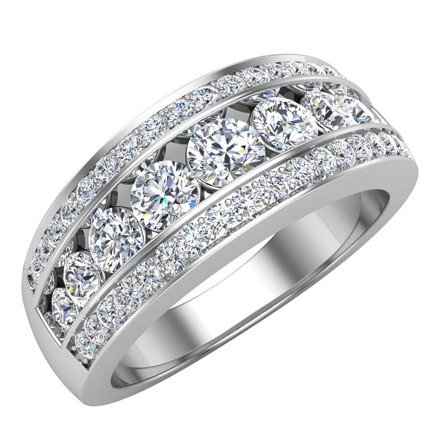 Three Row Half Eternity Band  Rose Gold Wedding Band in Sterling Silver Shineofdiamond