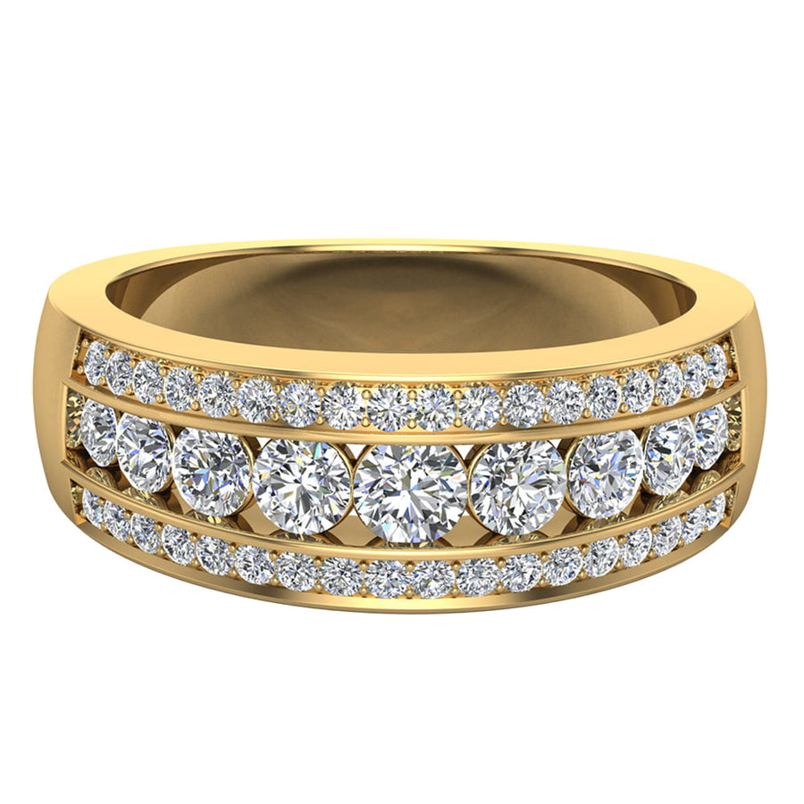 Three Row Half Eternity Band  Rose Gold Wedding Band in Sterling Silver Shineofdiamond