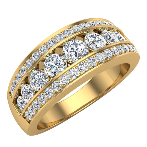 Three Row Half Eternity Band  Rose Gold Wedding Band in Sterling Silver Shineofdiamond