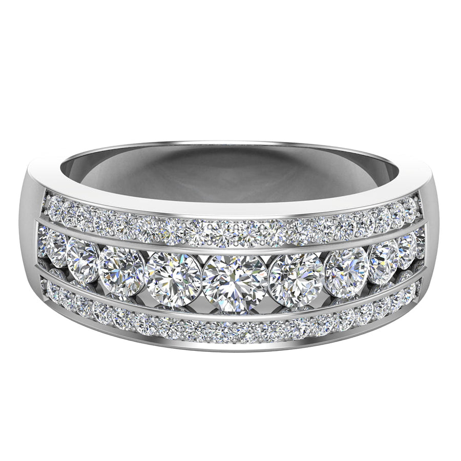 Three Row Half Eternity Band  Rose Gold Wedding Band in Sterling Silver Shineofdiamond