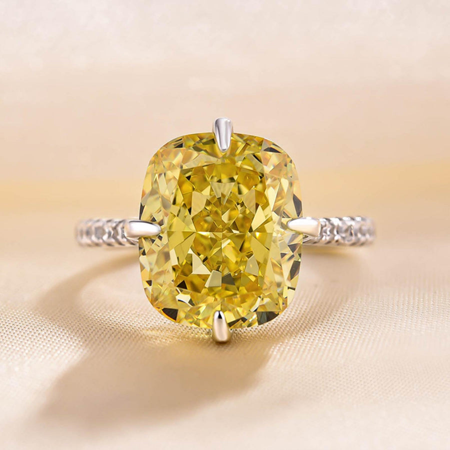 Yellow Stone Radiant Cut Engagement Ring in Sterling Silver Shineofdiamond