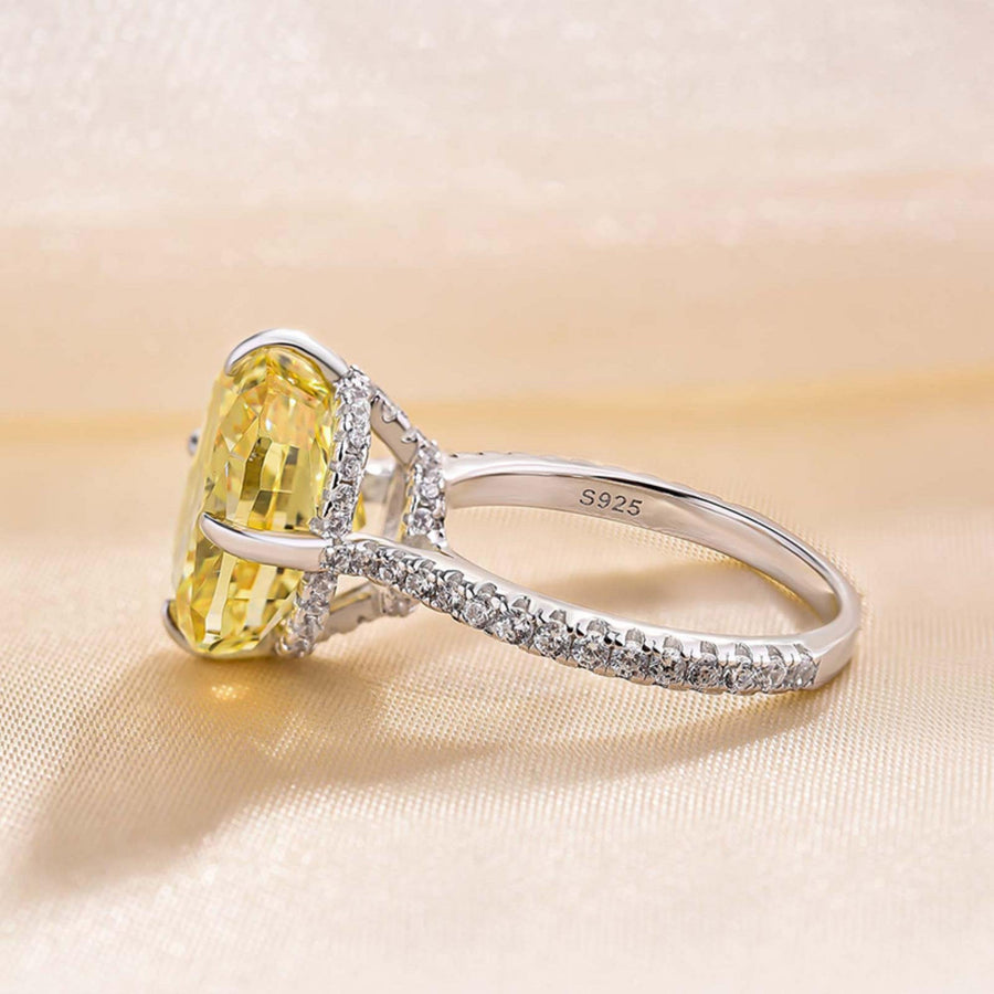 Yellow Stone Radiant Cut Engagement Ring in Sterling Silver Shineofdiamond