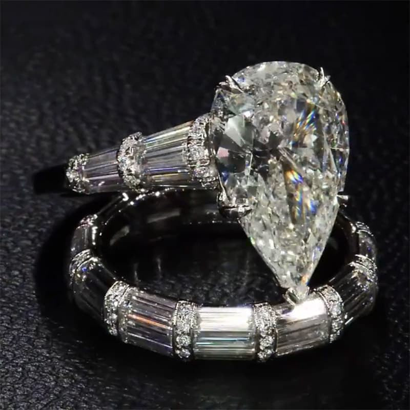 Gorgeous 5ct Pear Cut Wedding Bridal Set In Sterling Silver hot