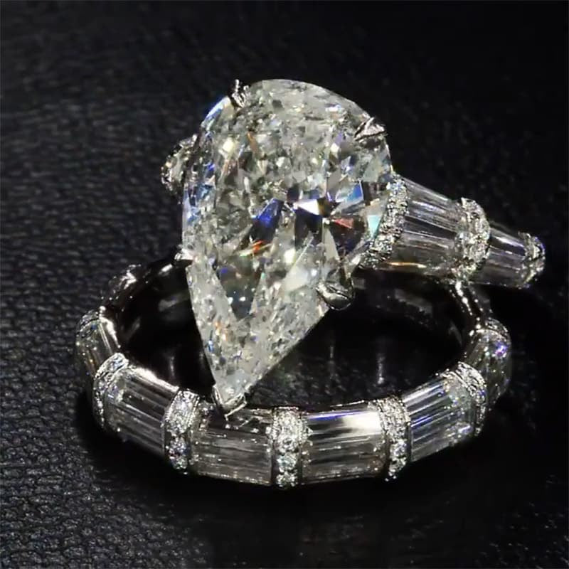 Gorgeous 5ct Pear Cut Wedding Bridal Set In Sterling Silver hot