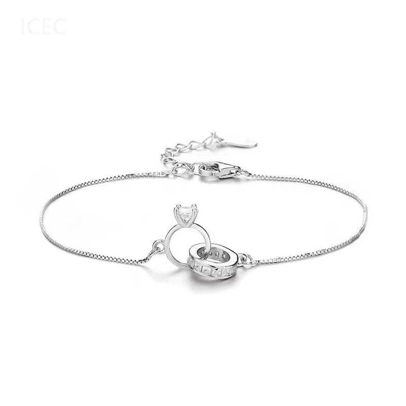 Unique Design Interlocking Rings Bracelet shine of diamond