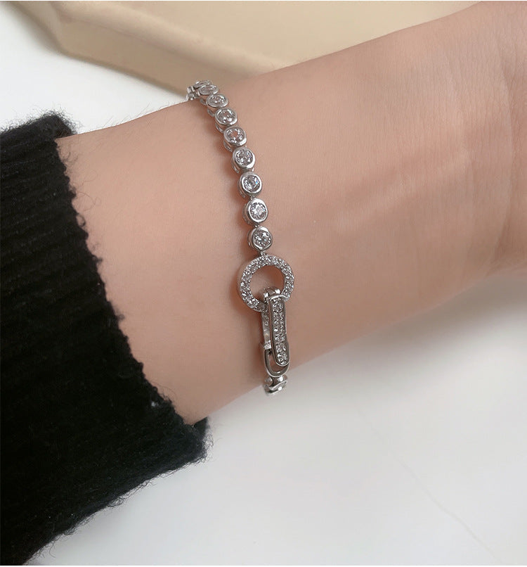 Sale | Round Cut Bezel Tennis Bracelet in Sterling Silver Shineofdiamond