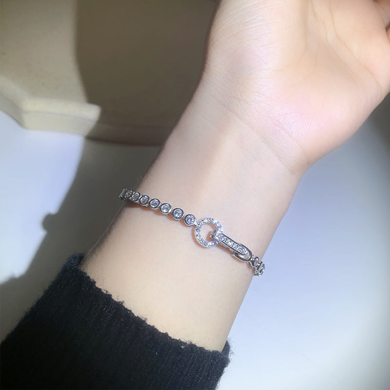 Sale | Round Cut Bezel Tennis Bracelet in Sterling Silver Shineofdiamond