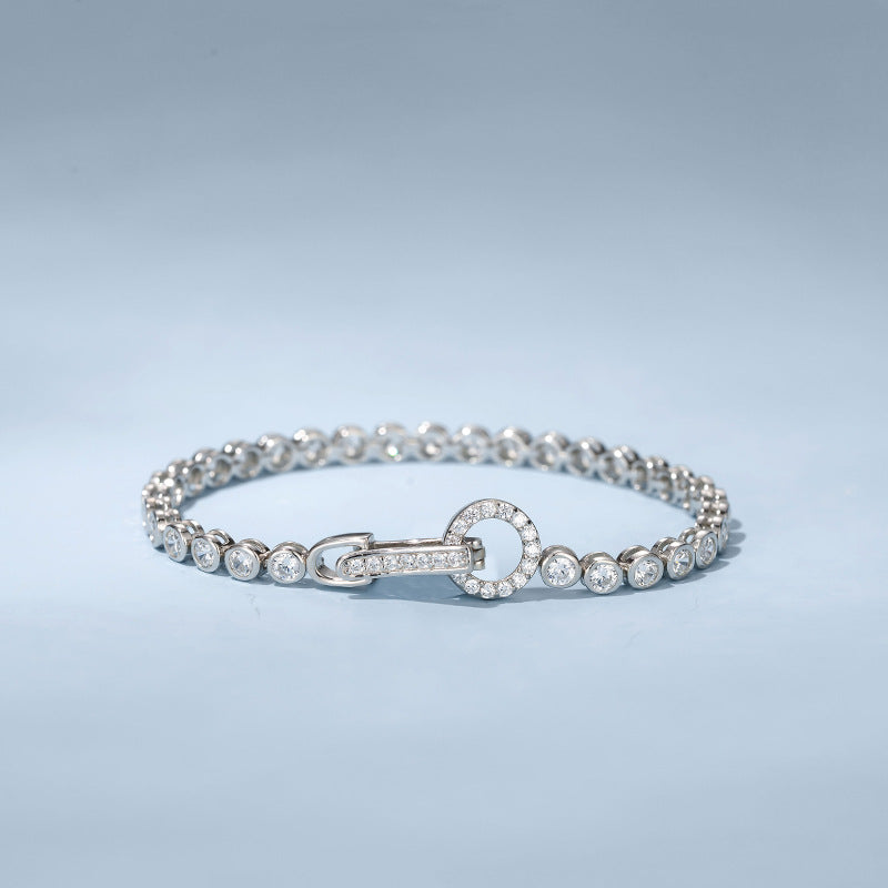 Sale | Round Cut Bezel Tennis Bracelet in Sterling Silver Shineofdiamond