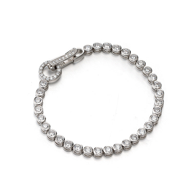 Sale | Round Cut Bezel Tennis Bracelet in Sterling Silver Shineofdiamond