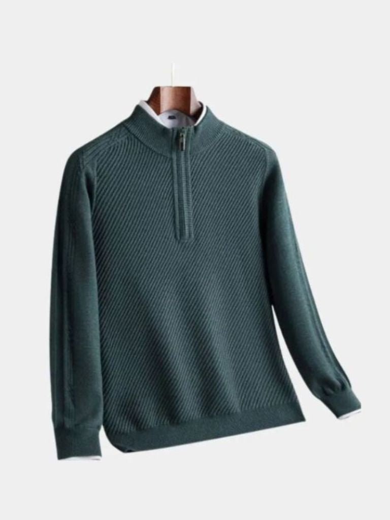 Stripe Quarter Zip Wool Sweater - CAAYWORLD CAAYWORLD
