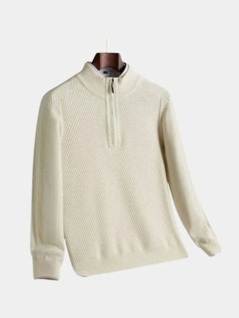 Stripe Quarter Zip Wool Sweater - CAAYWORLD CAAYWORLD