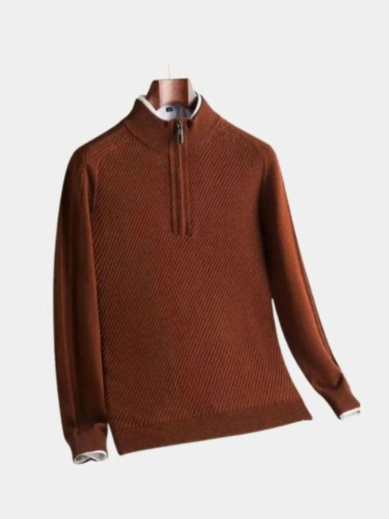 Stripe Quarter Zip Wool Sweater - CAAYWORLD CAAYWORLD