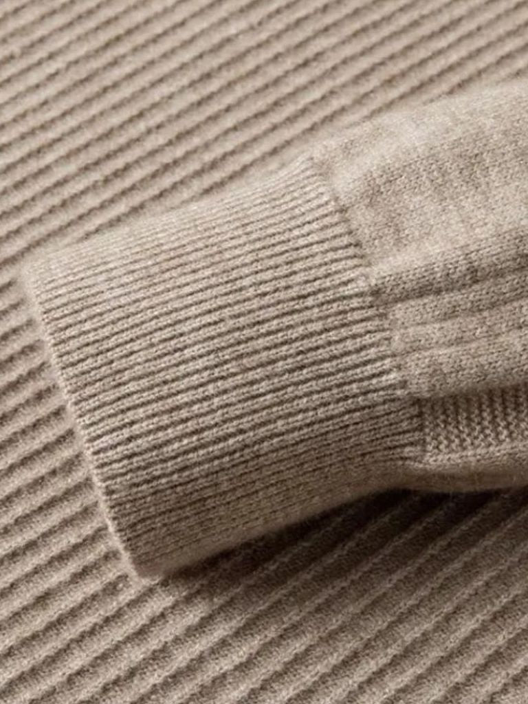 Stripe Quarter Zip Wool Sweater - CAAYWORLD CAAYWORLD
