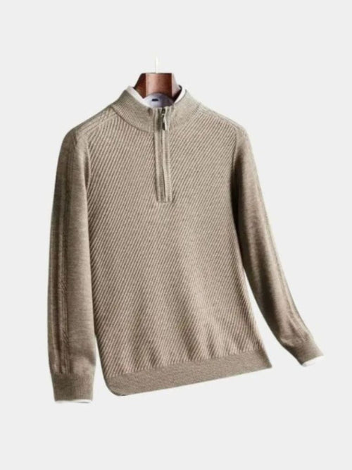 Stripe Quarter Zip Wool Sweater - CAAYWORLD CAAYWORLD