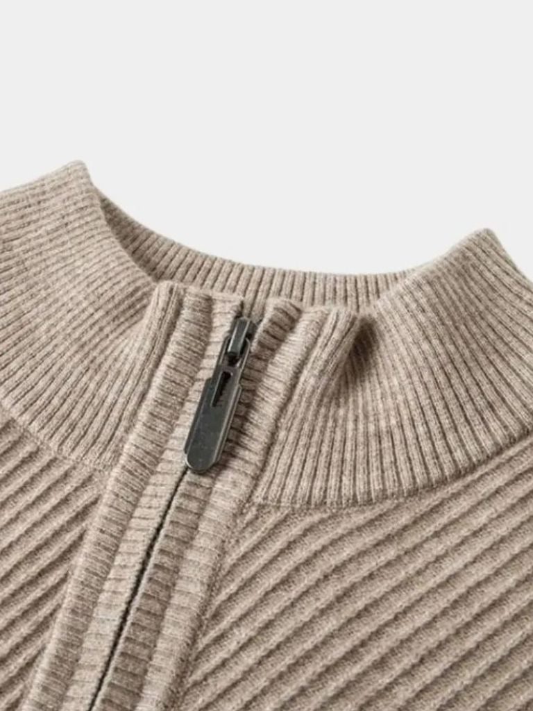 Stripe Quarter Zip Wool Sweater - CAAYWORLD CAAYWORLD