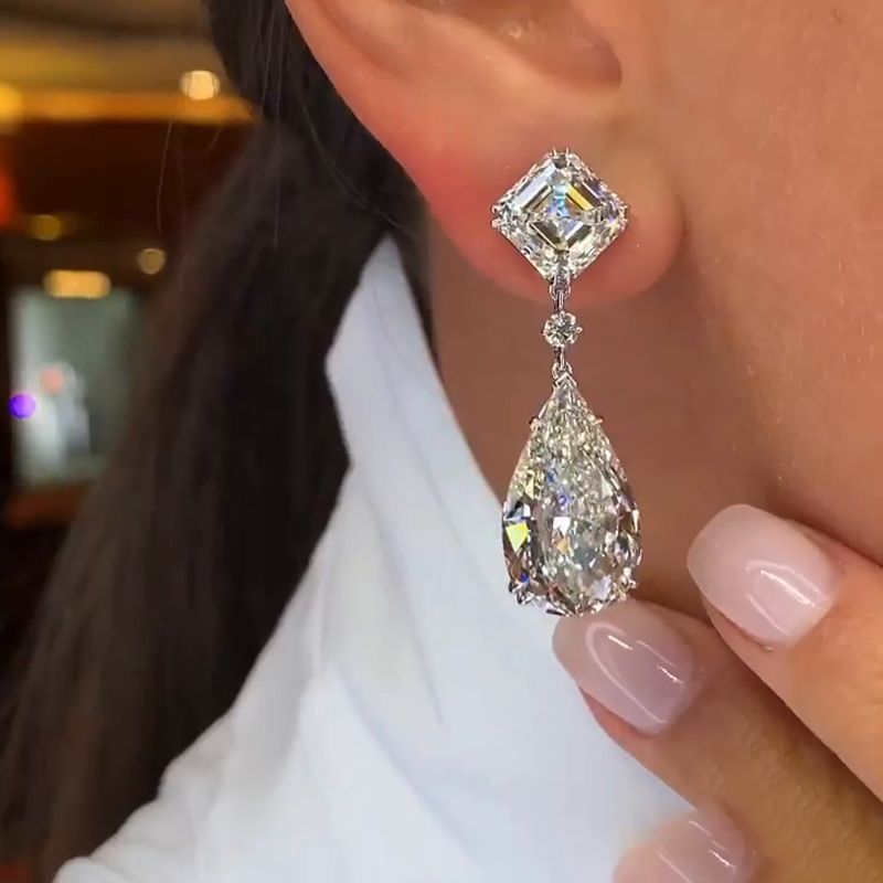 11ct Pear Cut White Zircon Drop Earrings Shine of Diamond