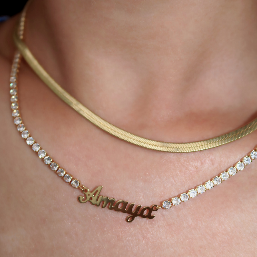 Custom Name Tennis Chain Necklace – Sterling Silver Name Pendant hot