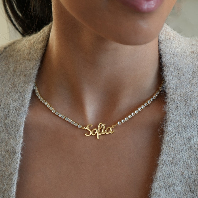 Custom Name Tennis Chain Necklace – Sterling Silver Name Pendant hot