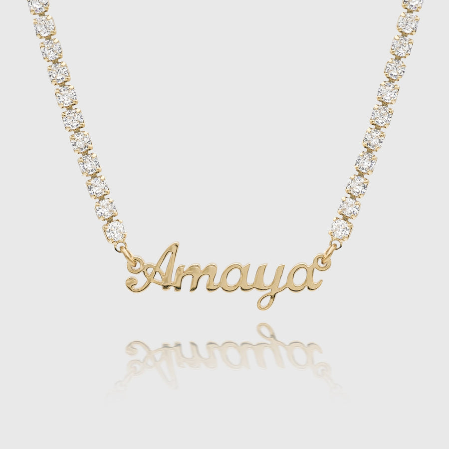Custom Name Tennis Chain Necklace – Sterling Silver Name Pendant hot