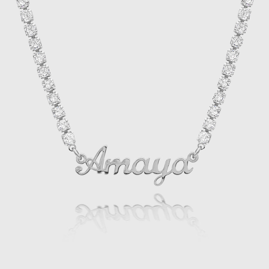 Custom Name Tennis Chain Necklace – Sterling Silver Name Pendant hot