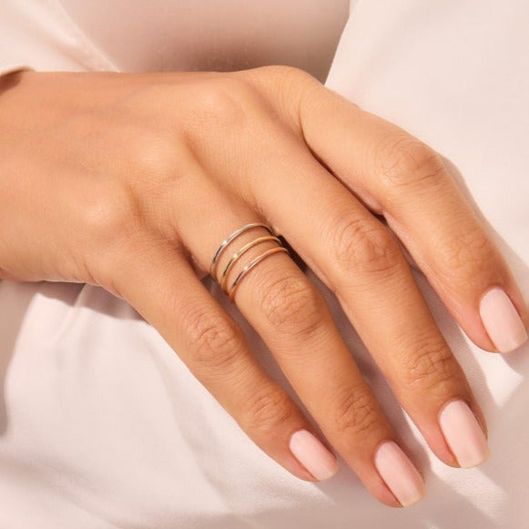 Simple 18k Gold Rose Gold Silver 1.5mm Thin Wedding Band Shineofdiamond