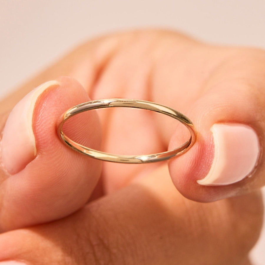 Simple 18k Gold Rose Gold Silver 1.5mm Thin Wedding Band Shineofdiamond