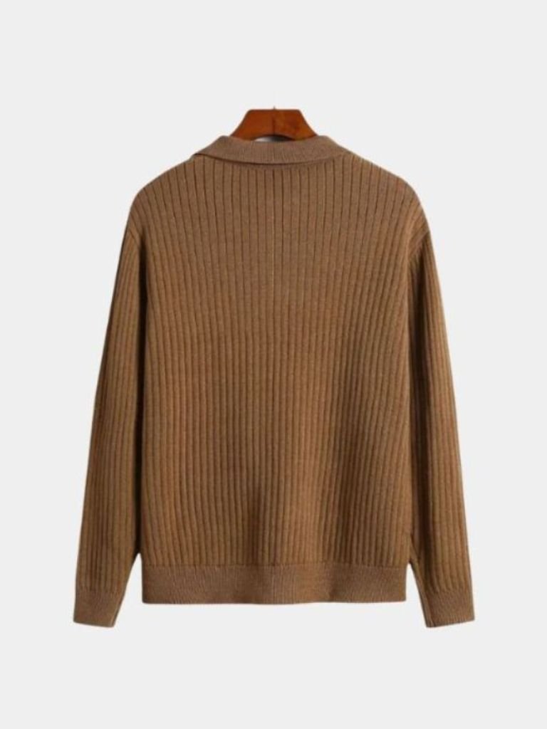 V-Neck Polo Sweater Ribbed - CAAYWORLD CAAYWORLD