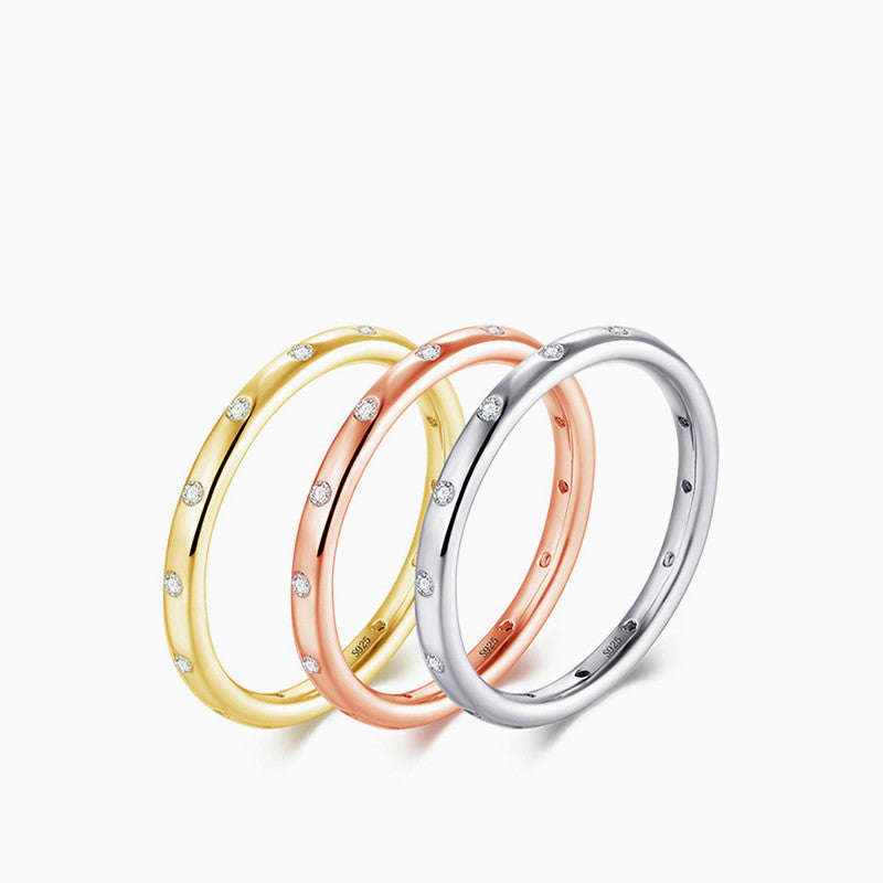 Golden Rose Golden Sterling Silver Stackable Wedding Band Shineofidamond