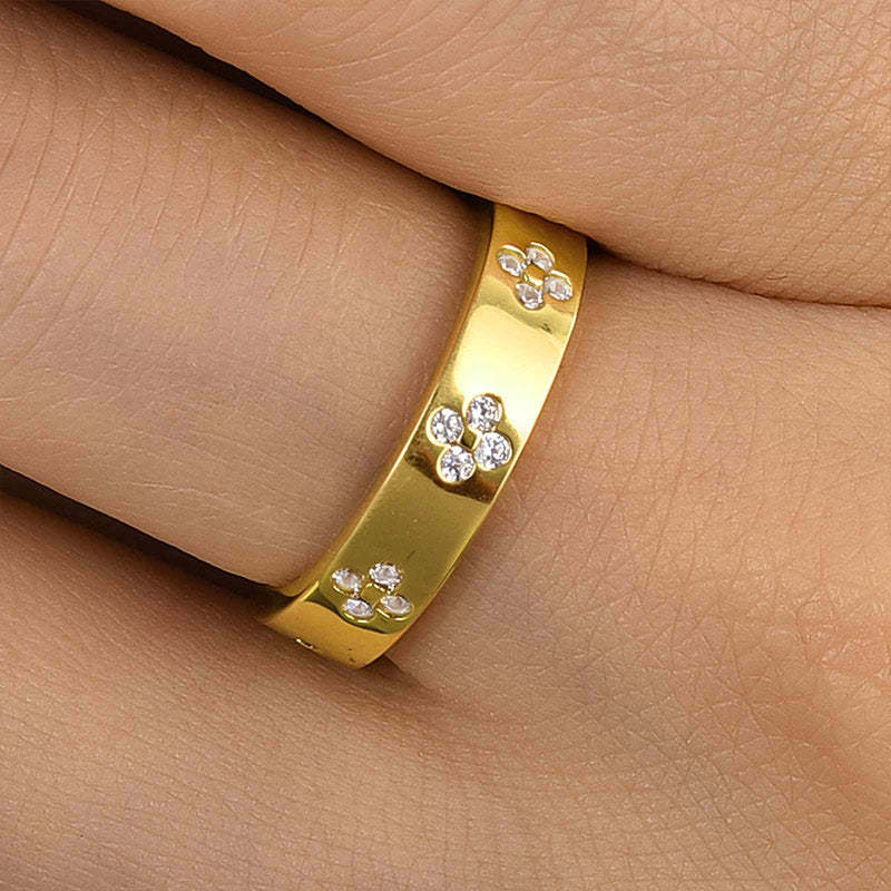 Golden Tone Art Carved Wedding Band shineofdiamond
