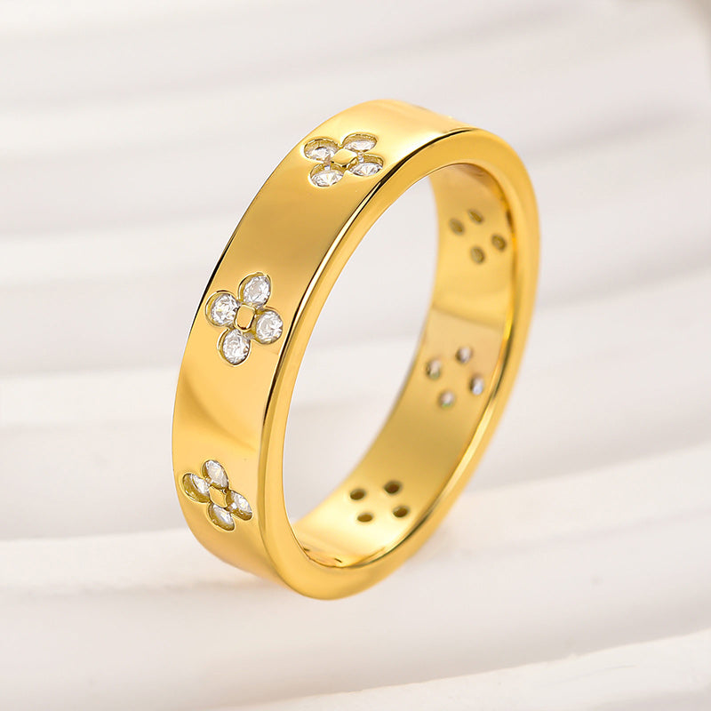 Golden Tone Art Carved Wedding Band shineofdiamond