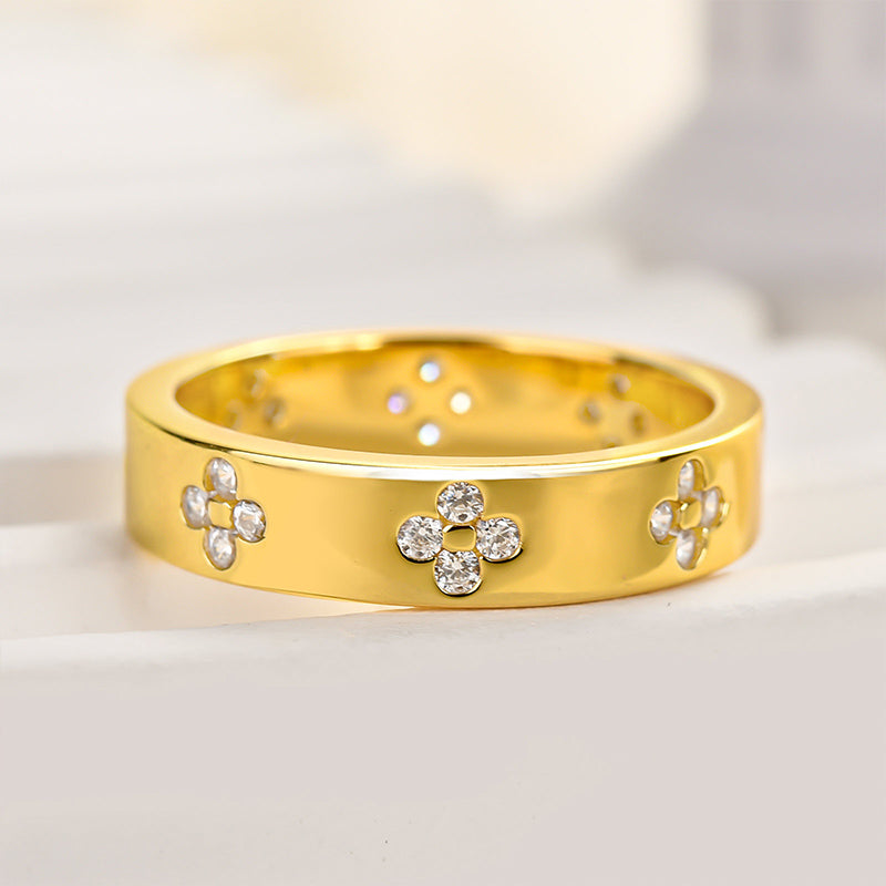 Golden Tone Art Carved Wedding Band shineofdiamond