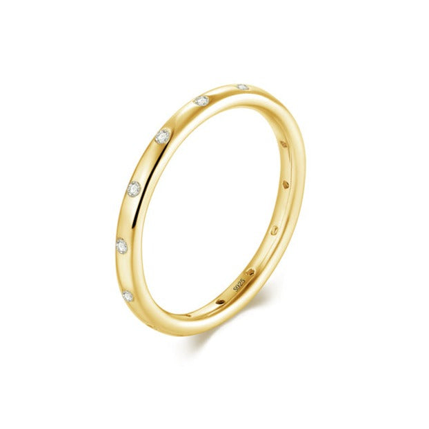 Golden Rose Golden Sterling Silver Stackable Wedding Band Shineofidamond