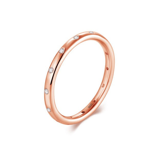 Golden Rose Golden Sterling Silver Stackable Wedding Band Shineofidamond