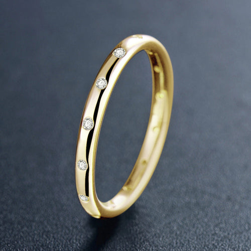 Golden Rose Golden Sterling Silver Stackable Wedding Band Shineofidamond
