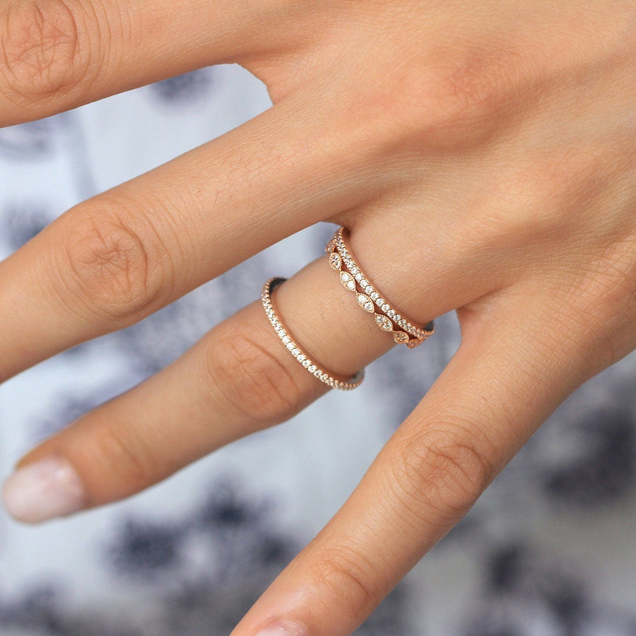 3PCS Mixed Stackable Eternity Wedding Band Ring Set shineofdiamond