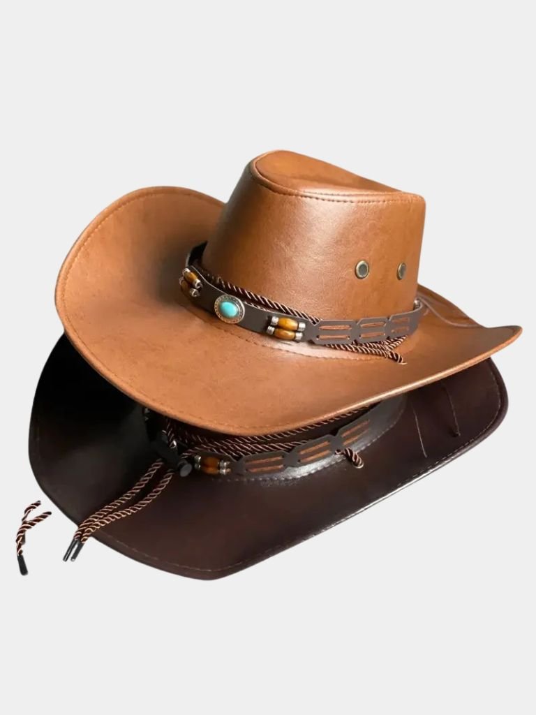 Western Cowboy Leather Hat - CAAYWORLD CAAYWORLD