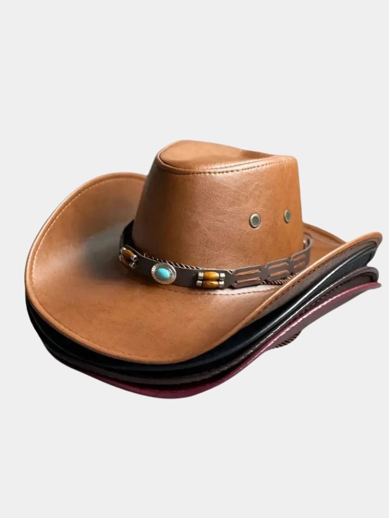 Western Cowboy Leather Hat - CAAYWORLD CAAYWORLD