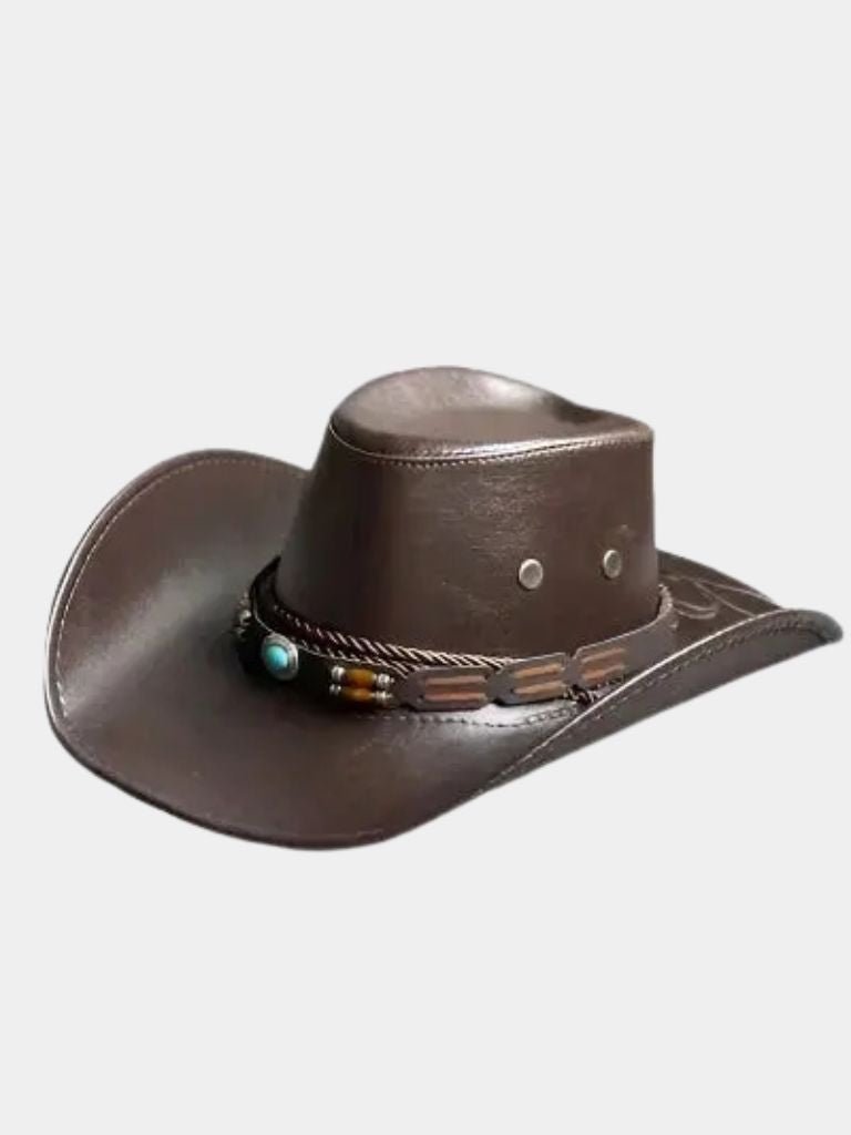 Western Cowboy Leather Hat - CAAYWORLD CAAYWORLD