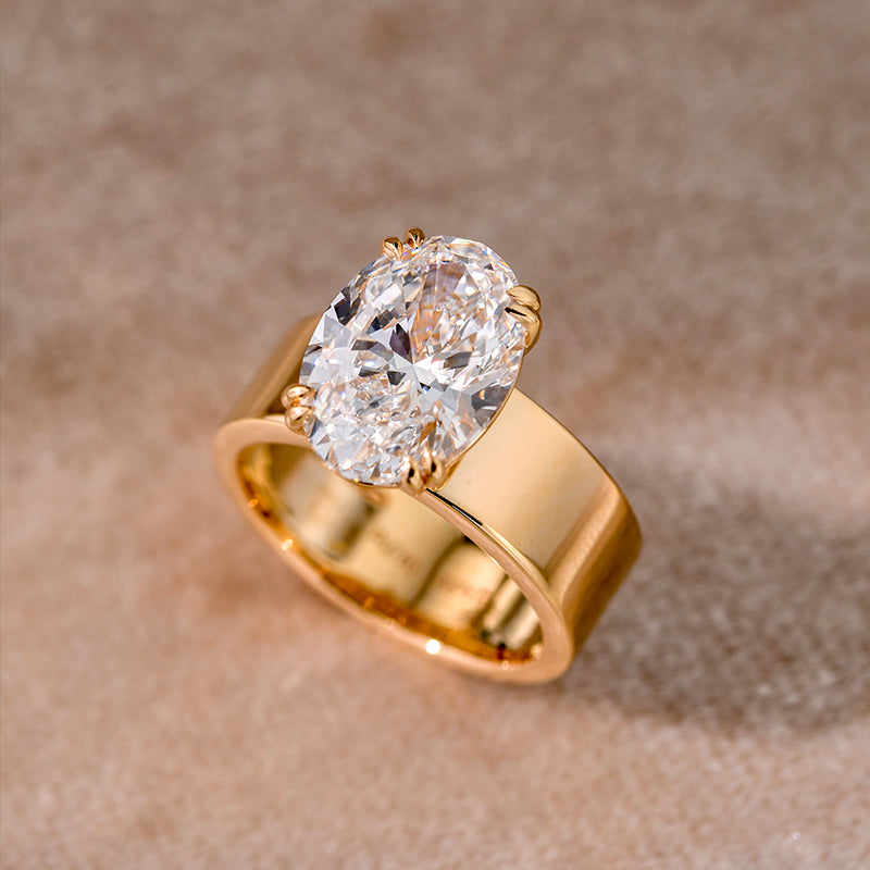 Wide Band Oval Elegant Vintage-Inspired Engagement Ring shineofdiamond