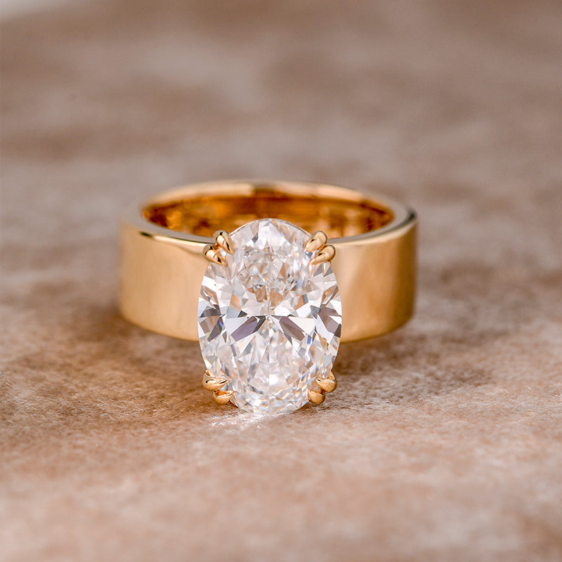 Wide Band Oval Elegant Vintage-Inspired Engagement Ring shineofdiamond