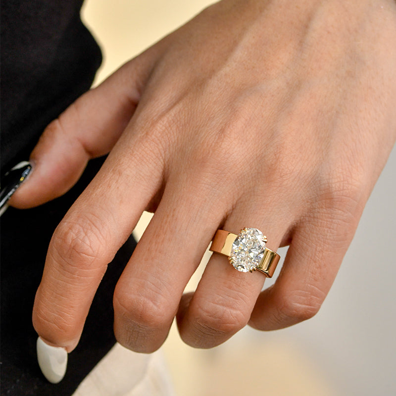Wide Band Oval Elegant Vintage-Inspired Engagement Ring shineofdiamond