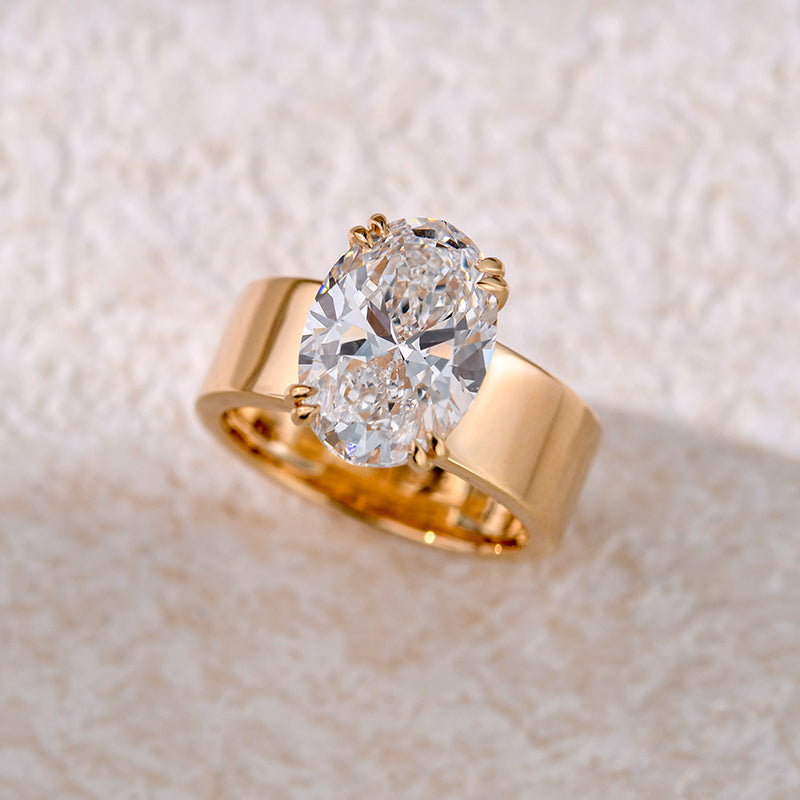 Wide Band Oval Elegant Vintage-Inspired Engagement Ring shineofdiamond