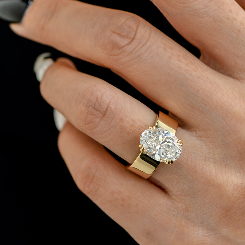 Wide Band Oval Elegant Vintage-Inspired Engagement Ring shineofdiamond