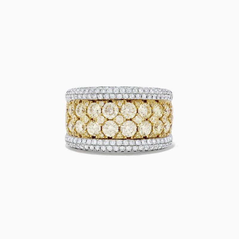 Yellow and White Color Round Cut Luxury Band in Sterling Silver Shineofdiamond