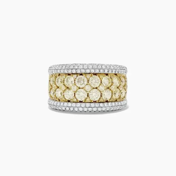 Yellow and White Color Round Cut Luxury Band in Sterling Silver Shineofdiamond