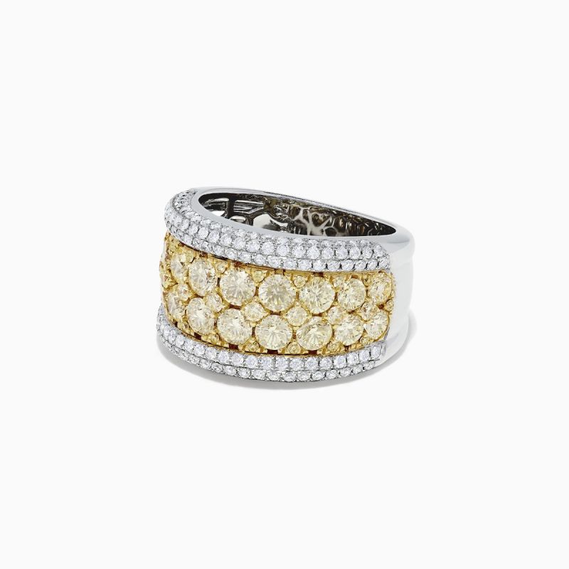 Yellow and White Color Round Cut Luxury Band in Sterling Silver Shineofdiamond