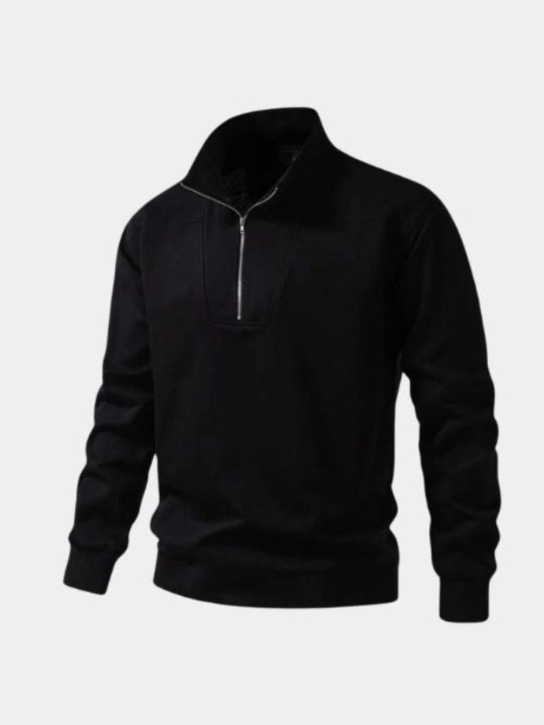 Zip Black Lapel Sports Sweatshirt - CAAYWORLD CAAYWORLD