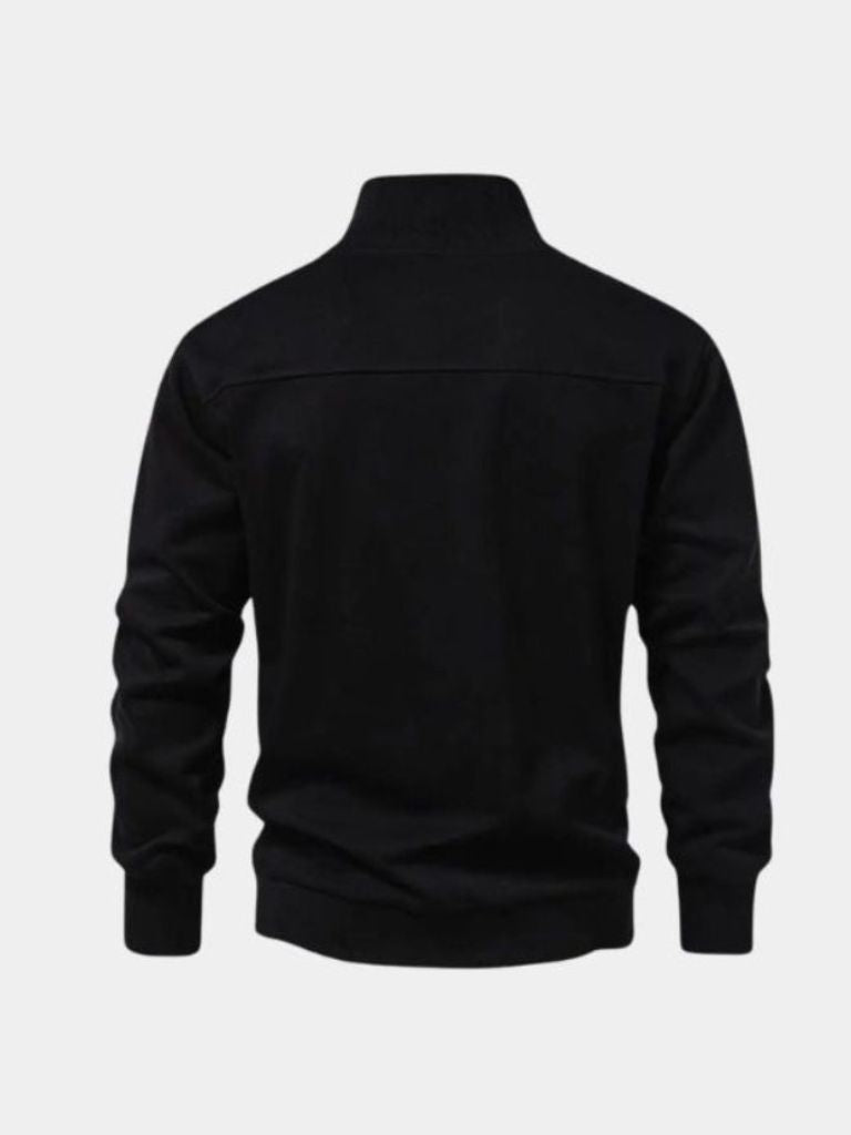 Zip Black Lapel Sports Sweatshirt - CAAYWORLD CAAYWORLD